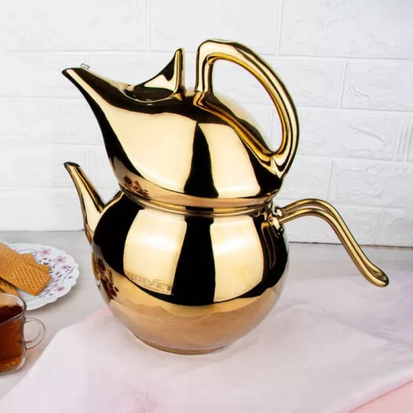 ست کتری و قوری کروپ ست کد 305 مدل دنیز طلایی