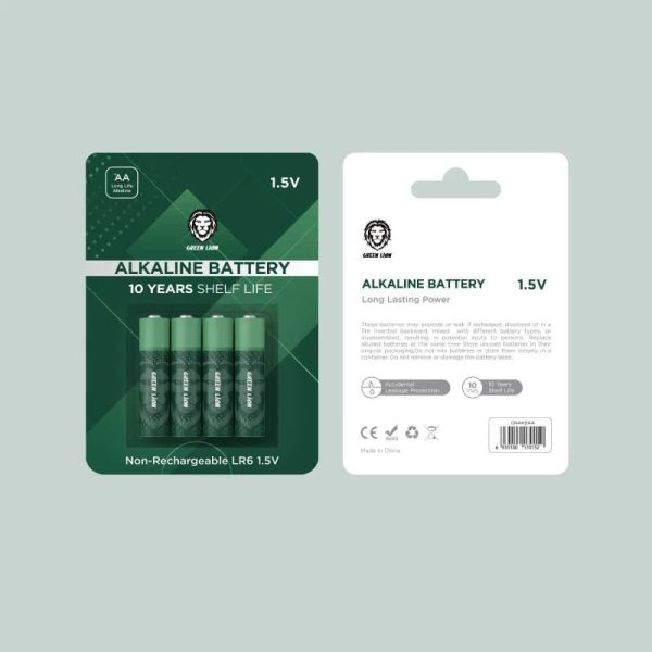 باتری نیم قلمی گرین لاین green lion gnakbaa (170152) 1.5v 4pcs/pack 2700mah green