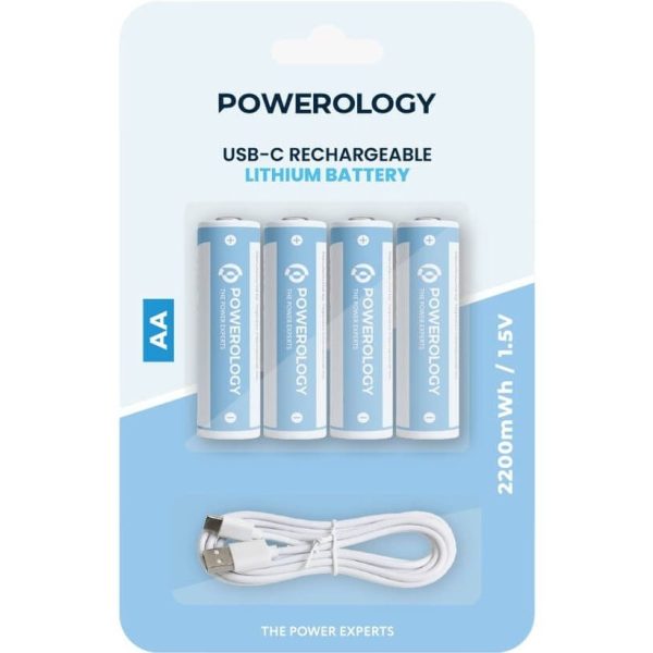 باتری قلمی شارژی با امکان شارژ مستقیم پاورولوژی USB Rechargeable AA Battery1500mAh/ 2250mWh