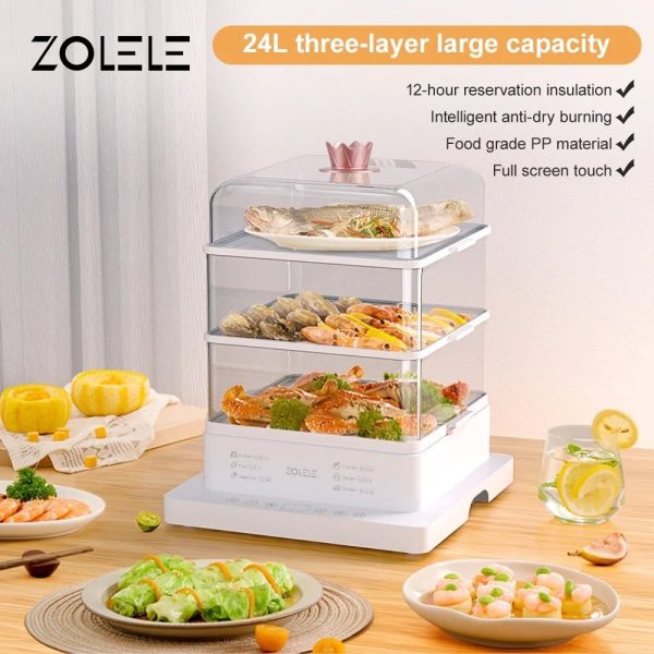 بخارپز برقی سه لایه Zolele ZM100 - سفید ا Zolele ZM100 triple layer electric steamer