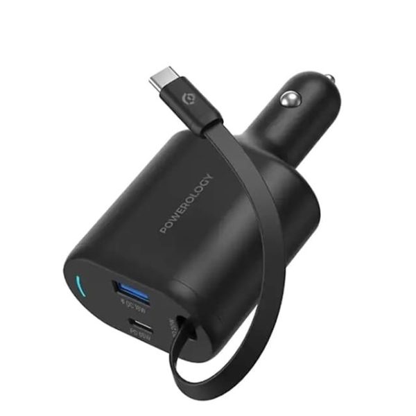 شارژر فندکی 115 وات پاورولوژی Powerology Retractable Car Charger PCCSR019
