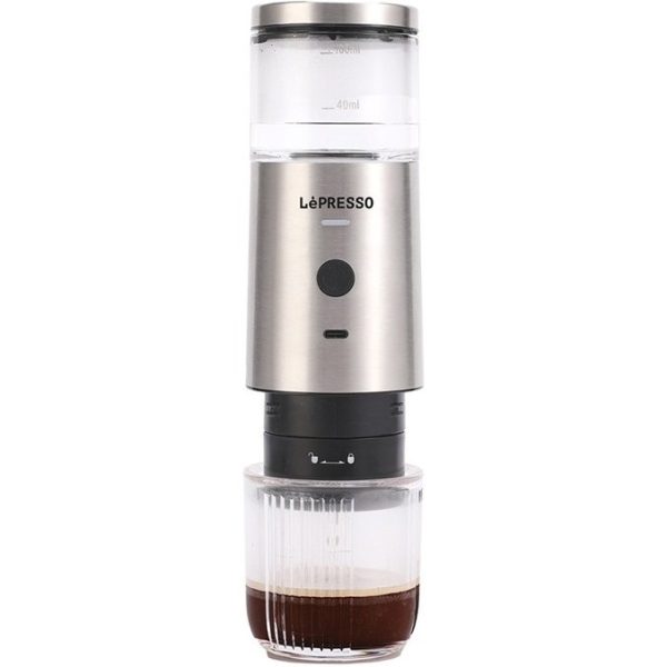 اسپرسو و نسپرسو لپرسو  Powder and Nespresso Pods Lepresso LPSTPEM portable espresso maker steel